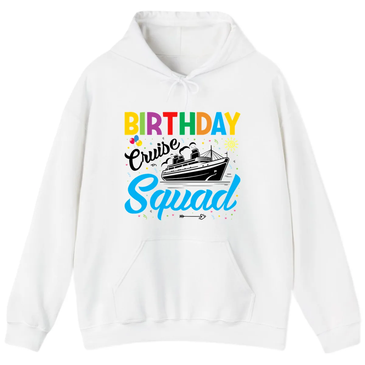 Birthday Cruise Squad Hoodie in White