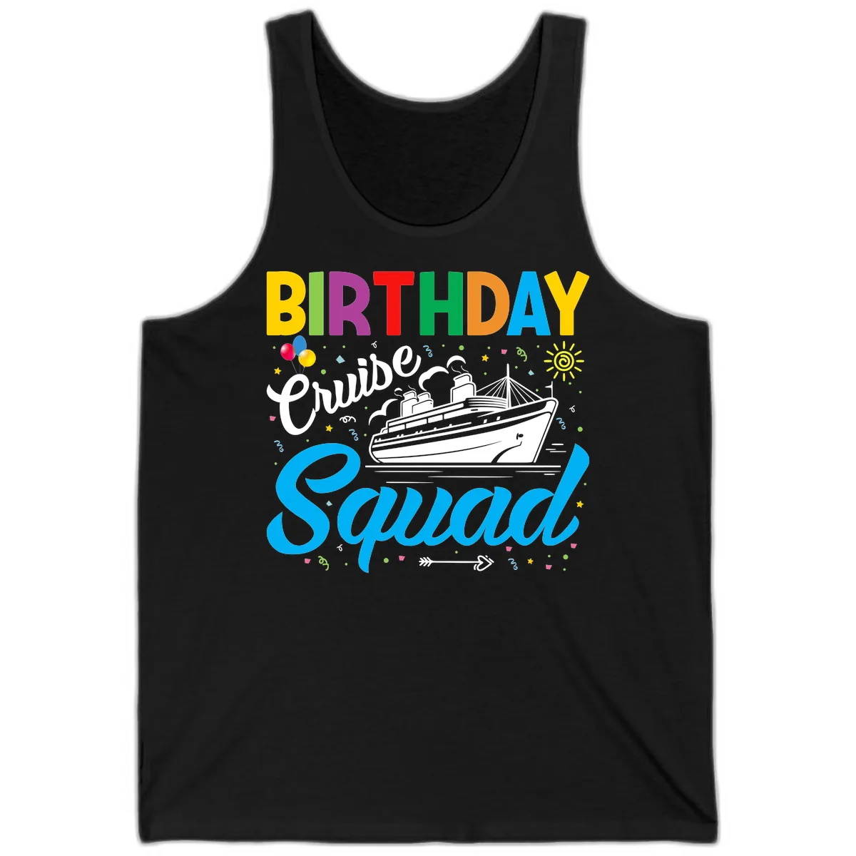 Birthday Cruise Squad Tank in Black