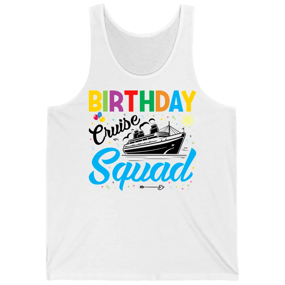 Birthday Cruise Squad Tank in White