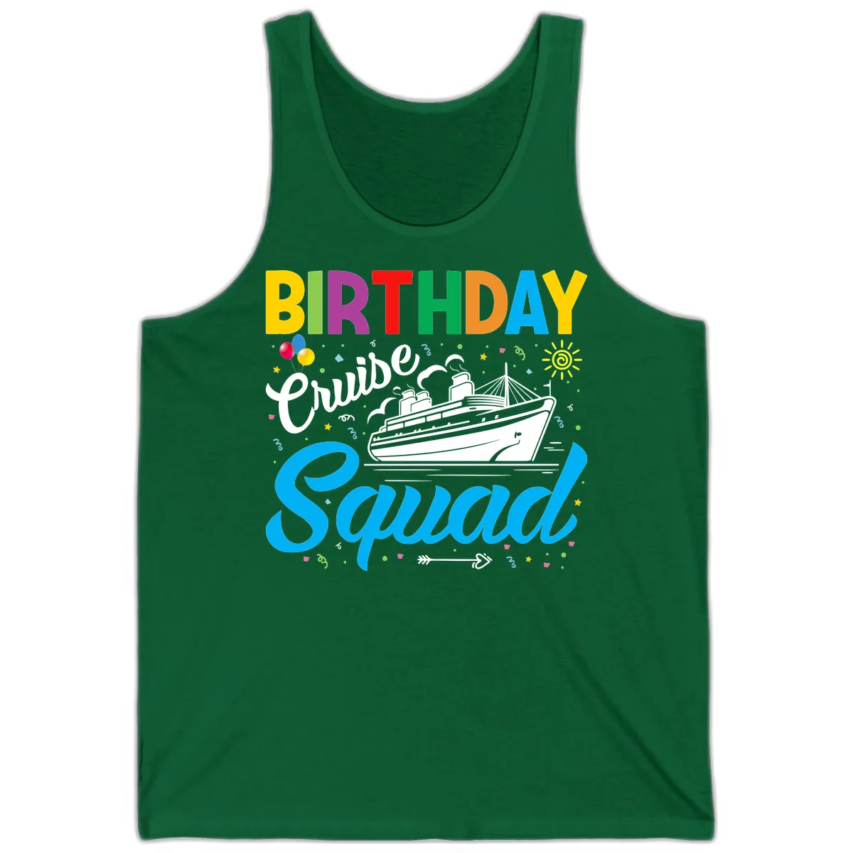 Birthday Cruise Squad Tank in Kelly