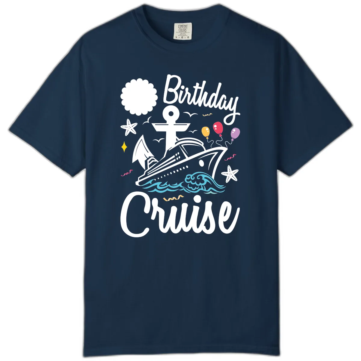 Birthday Cruise Nautical Celebration Comfort Color in True Navy