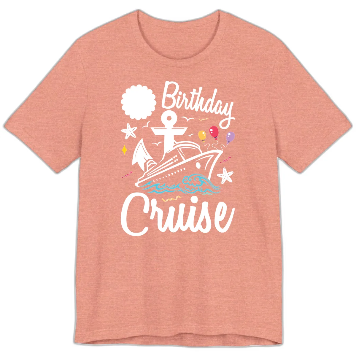 Birthday Cruise Nautical Celebration Premium T-Shirt in Heather Sunset