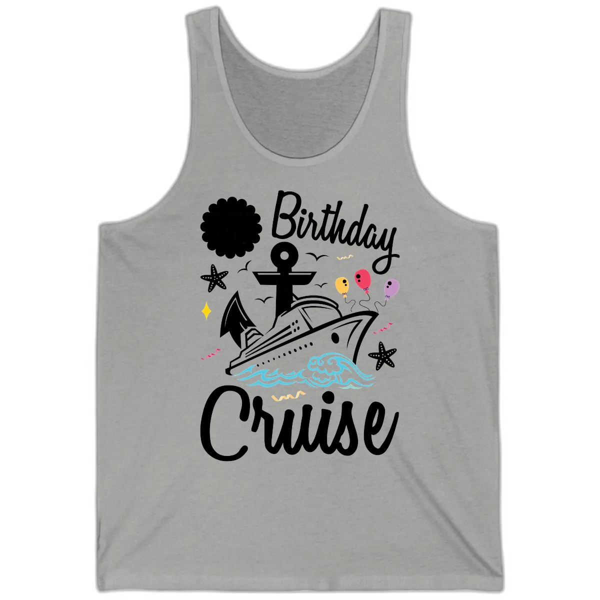 Birthday Cruise Nautical Celebration Tank in Athletic Heather