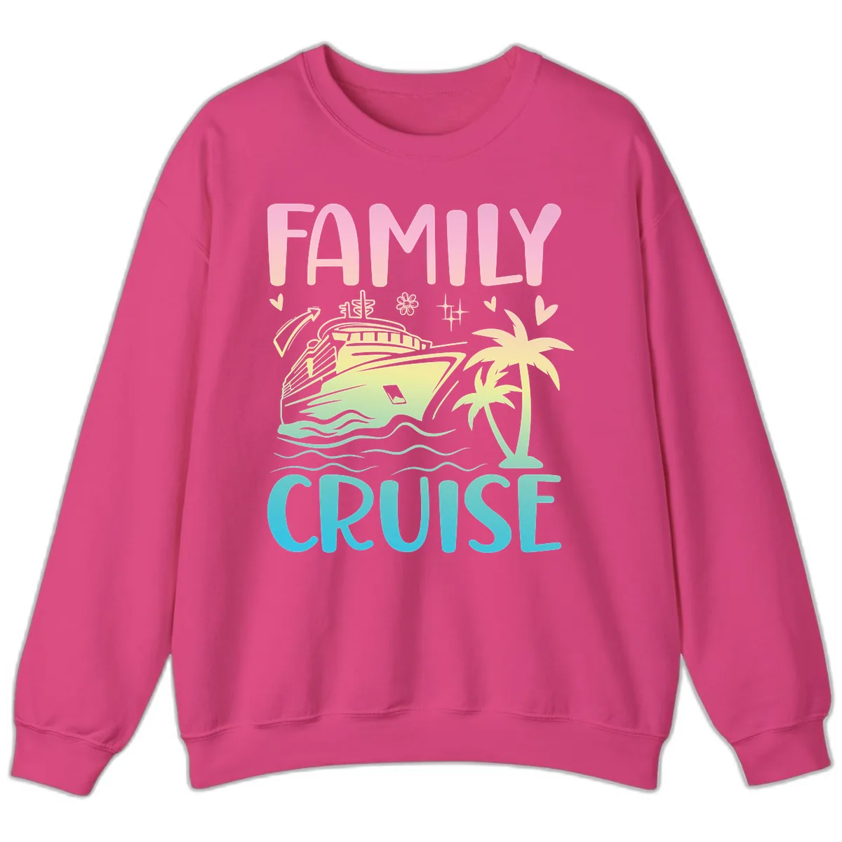 Family Cruise Vacation Sweatshirt in Heliconia