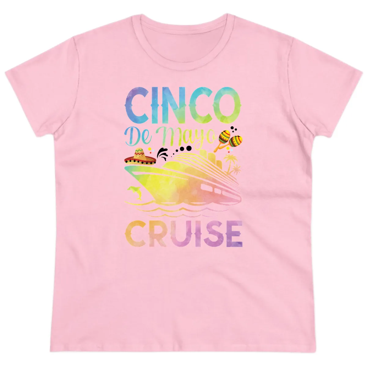 Cinco De Mayo Cruise Ladies Tee in Light Pink