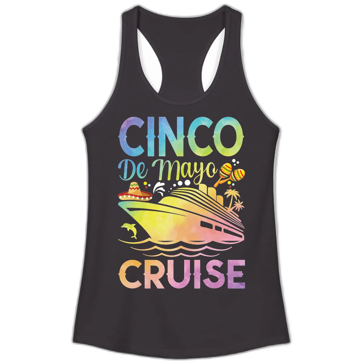 Cinco De Mayo Cruise Ladies Tank in Black