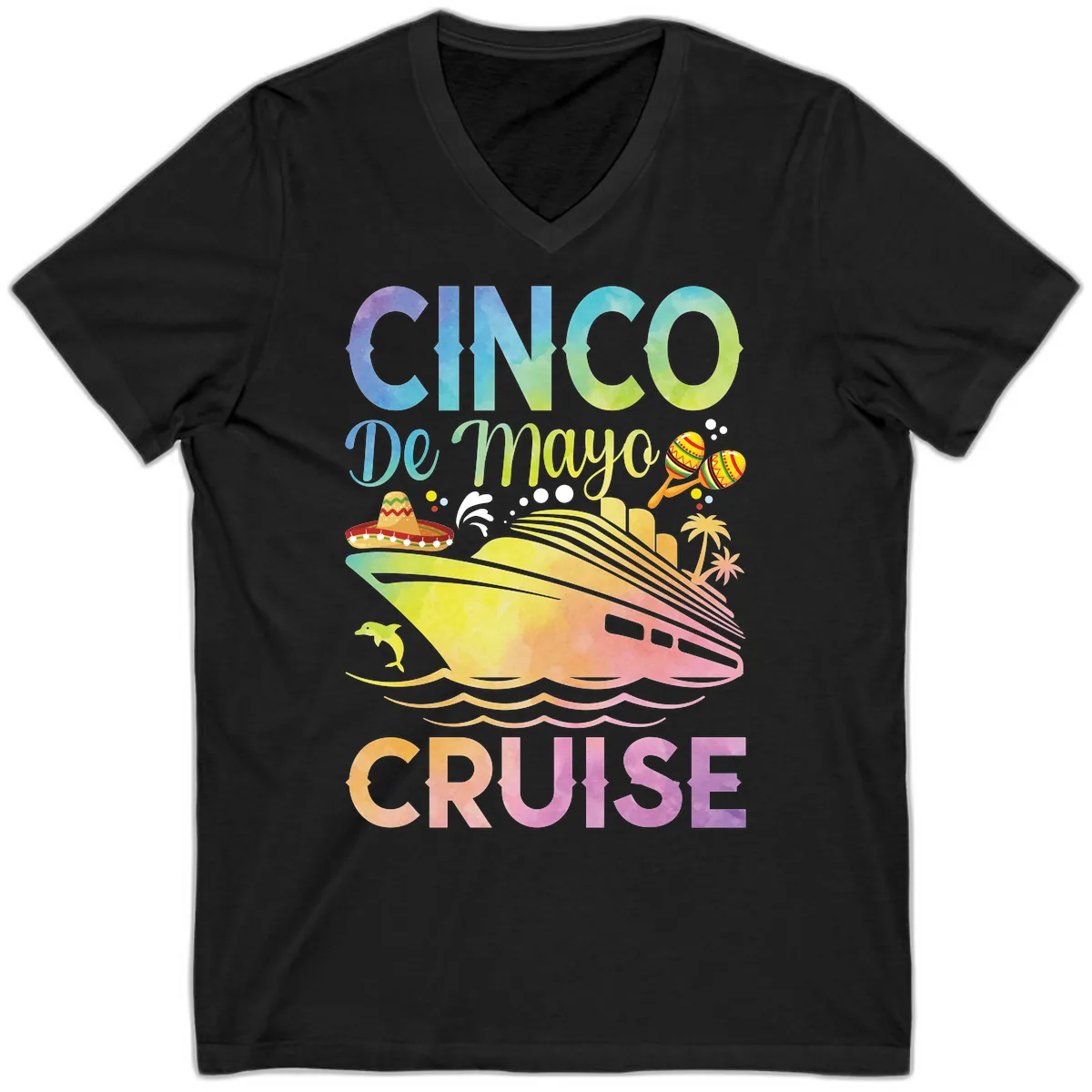 Cinco De Mayo Cruise V-Neck in Black