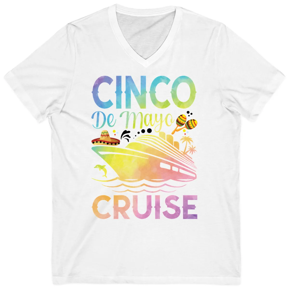 Cinco De Mayo Cruise V-Neck in White