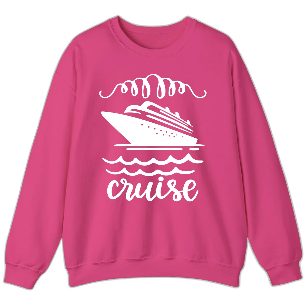 Cruise Ship Ocean Waves Sweatshirt in Heliconia