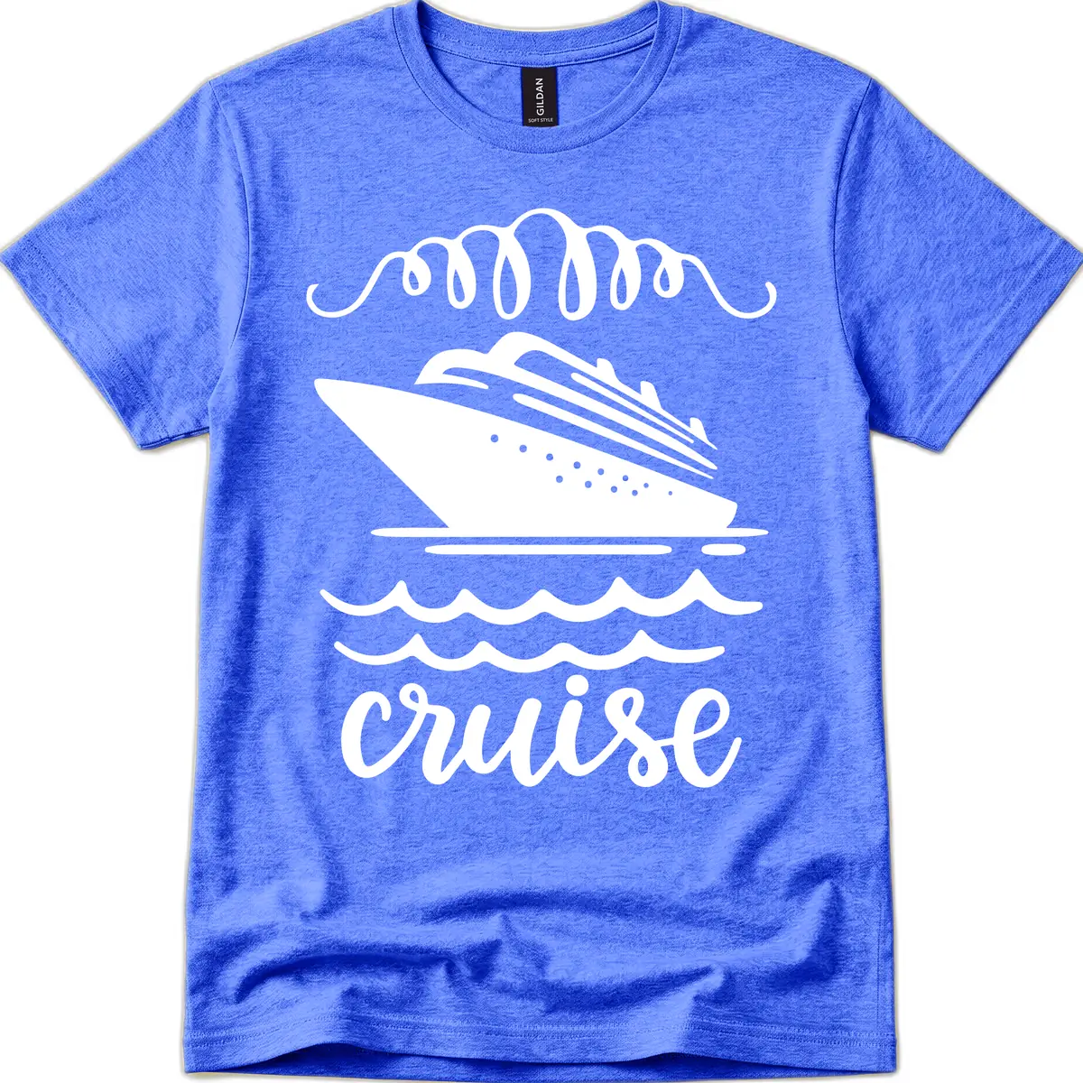 Cruise Ship Ocean Waves T-Shirt in Heather Royal