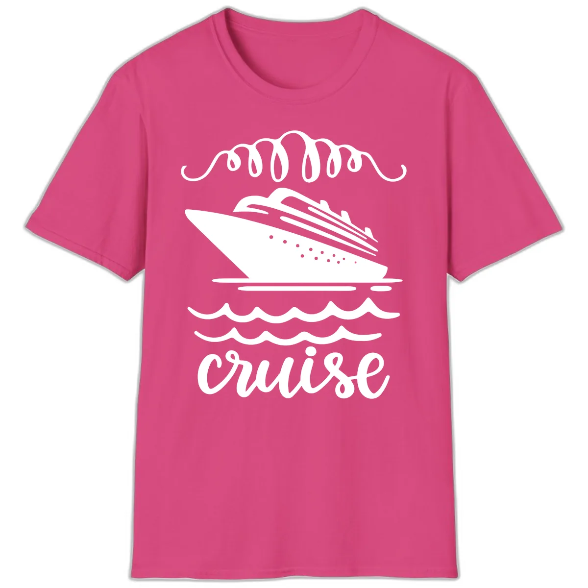 Cruise Ship Ocean Waves T-Shirt in Heliconia