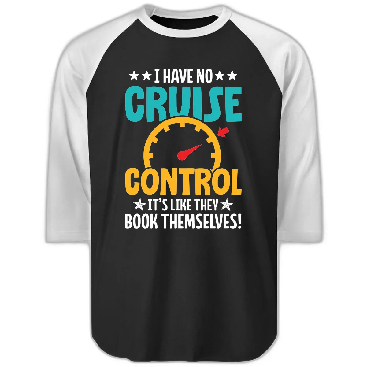 No Cruise Control Raglan 3/4 in Black White