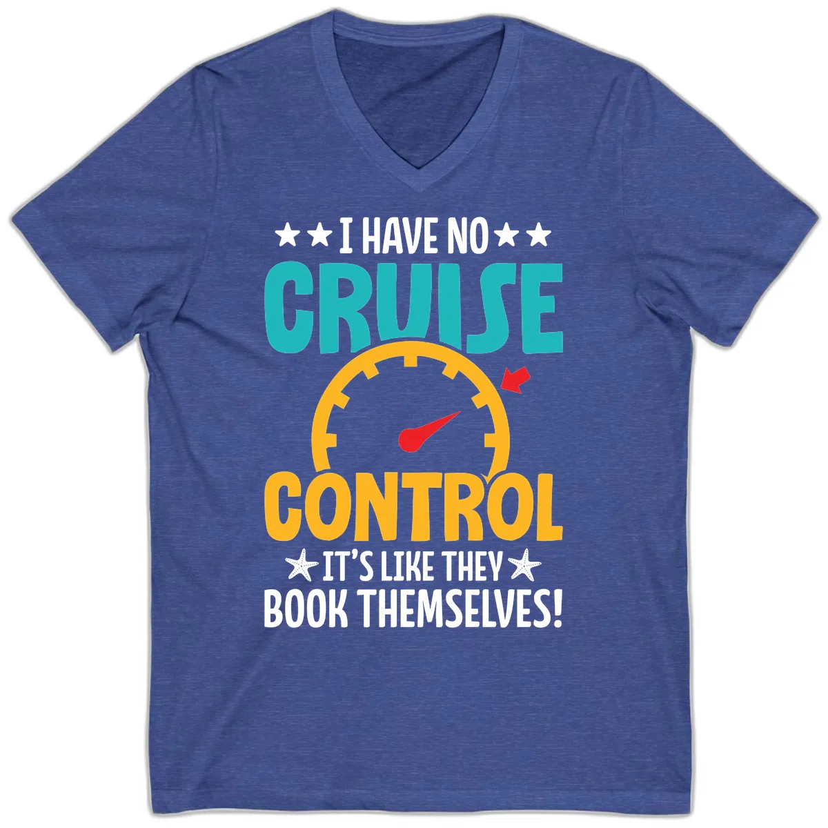 No Cruise Control V-Neck in Heather True Royal