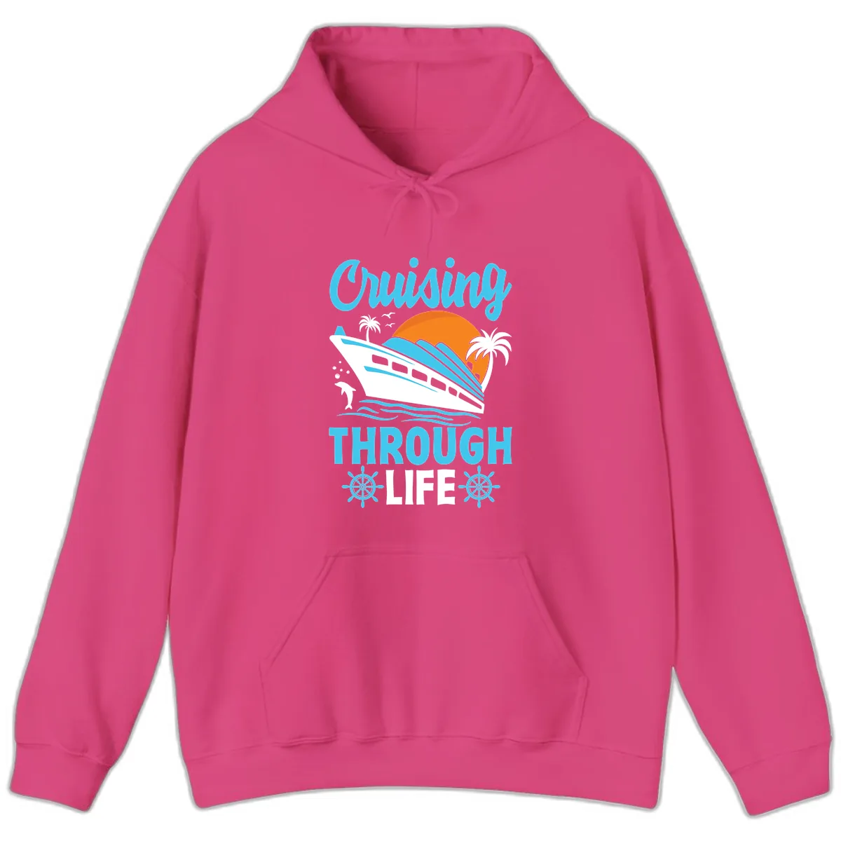Cruising Through Life Hoodie in Heliconia