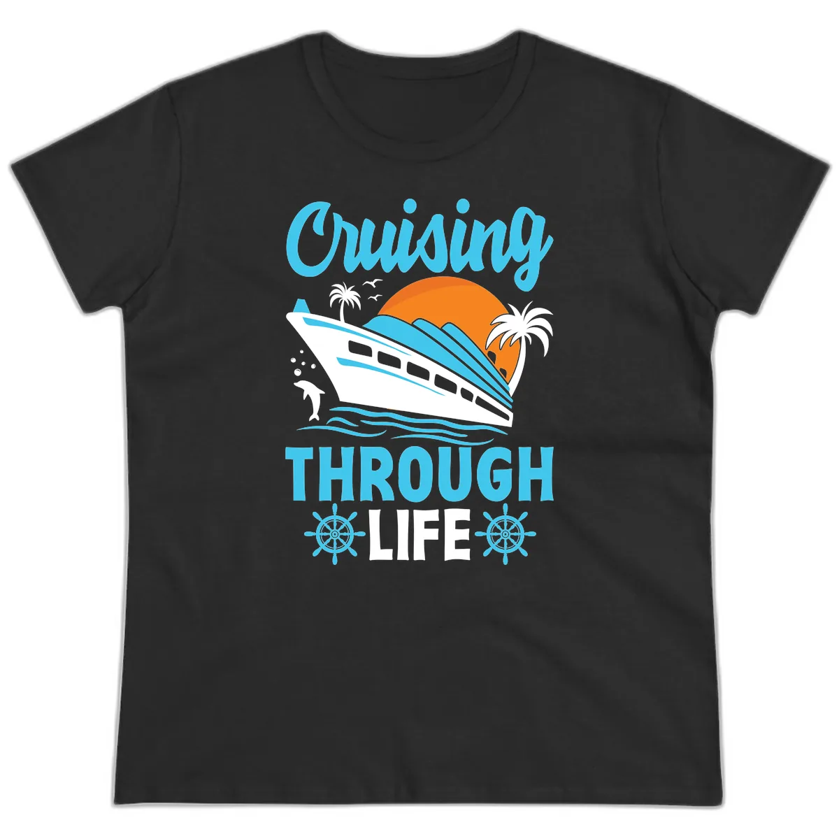 Cruising Through Life Ladies Tee in Black