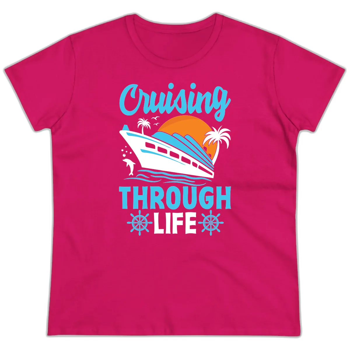 Cruising Through Life Ladies Tee in Heliconia