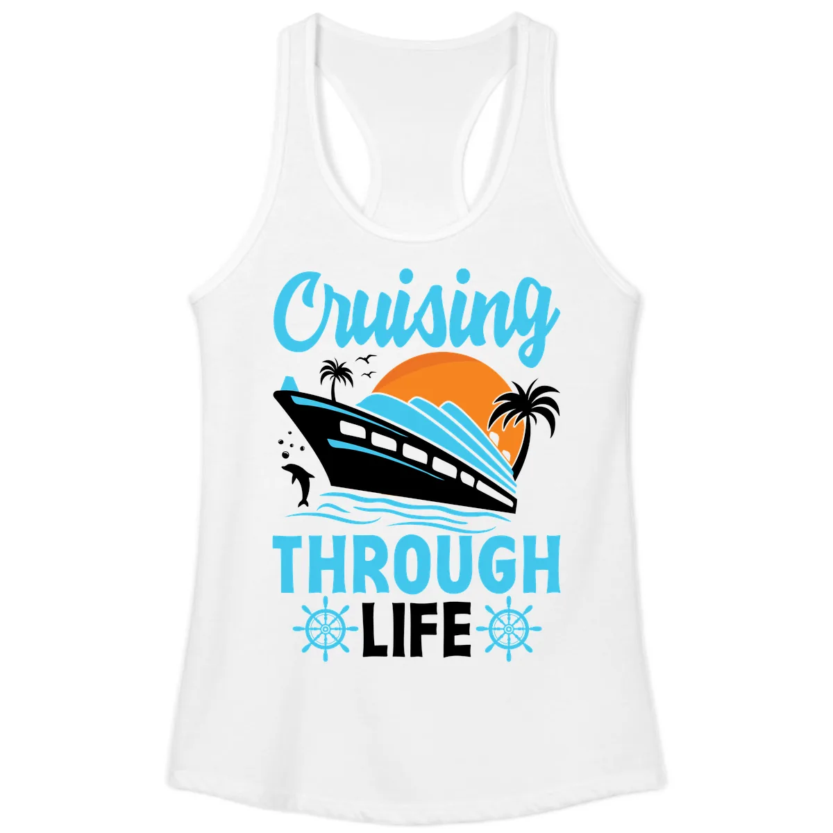 Cruising Through Life Ladies Tank in White