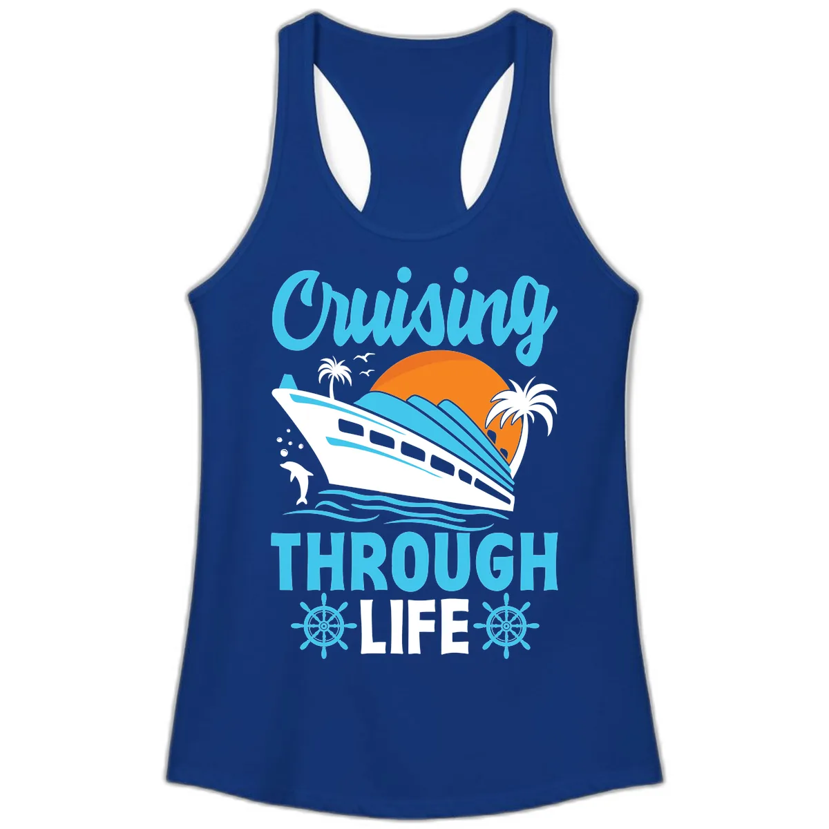 Cruising Through Life Ladies Tank in Solid Royal