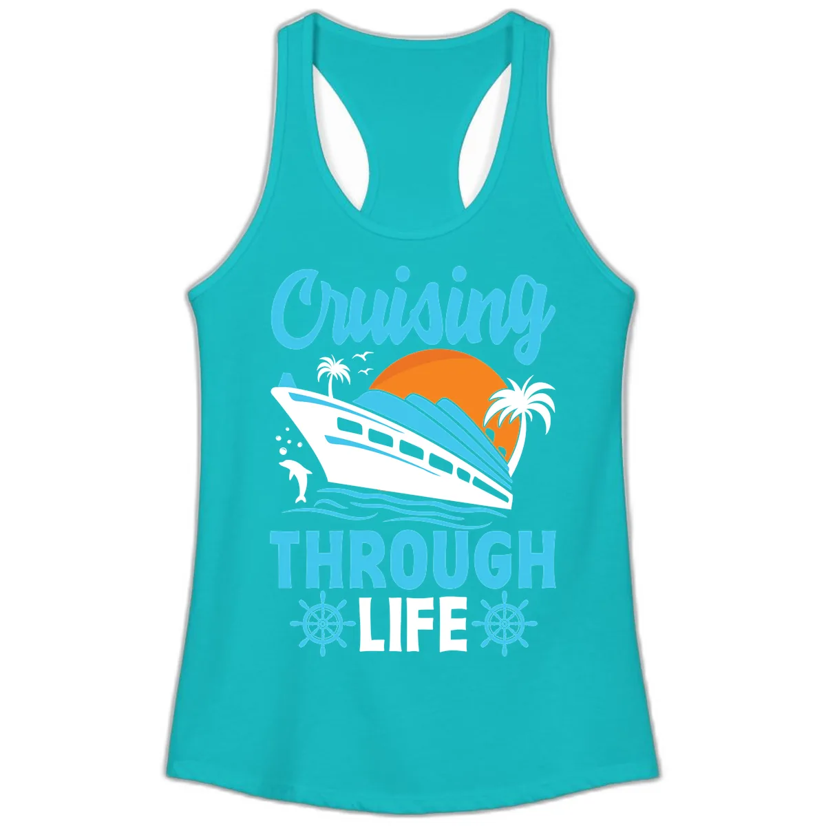 Cruising Through Life Ladies Tank in Tahiti Blue