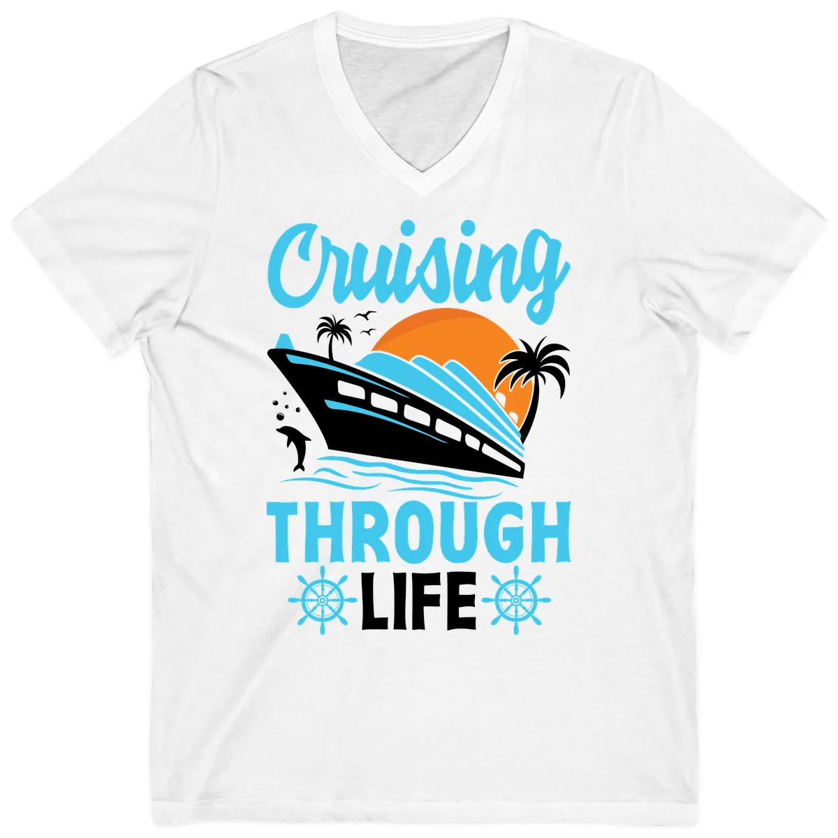 Cruising Through Life V-Neck in White