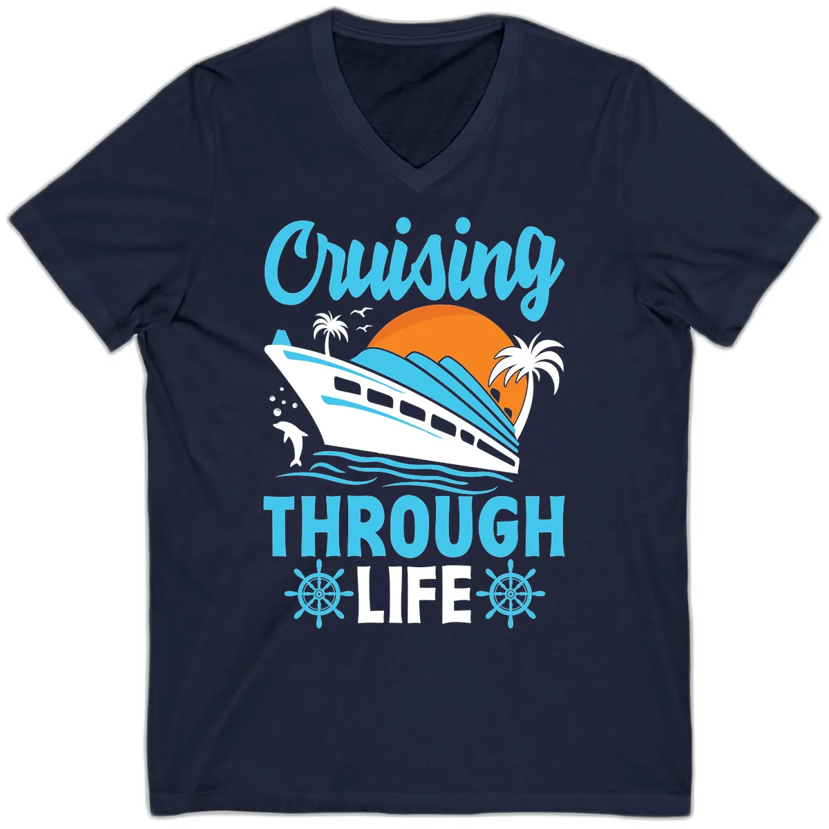 Cruising Through Life V-Neck in Navy