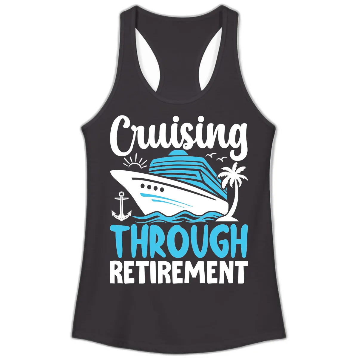 Cruising Through Retirement Ladies Tank in Black