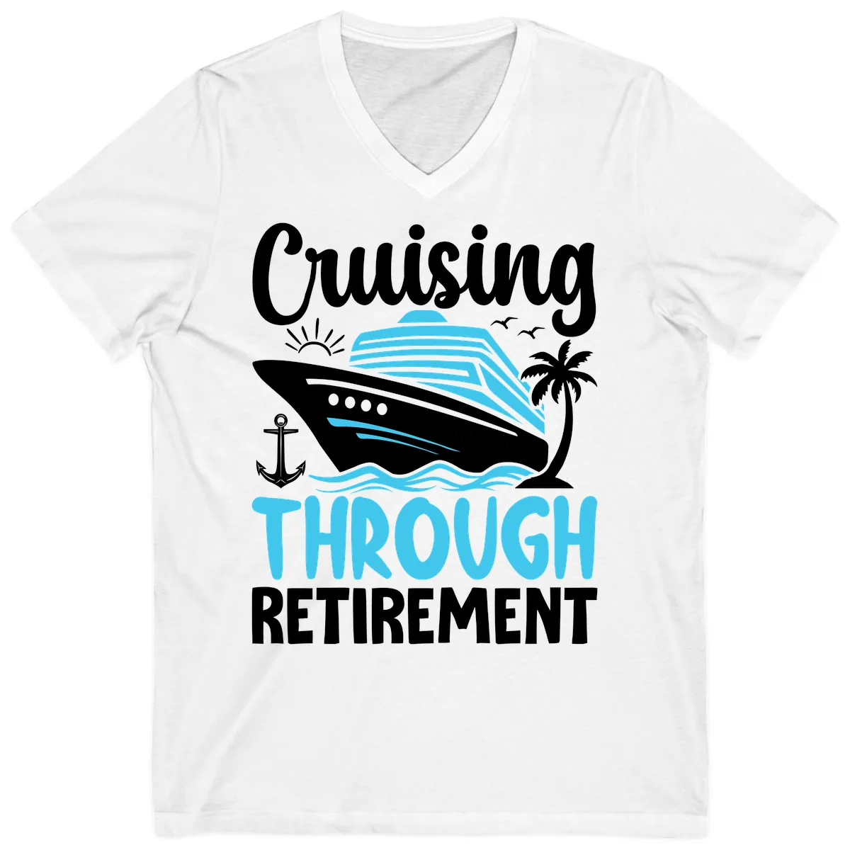 Cruising Through Retirement V-Neck in White