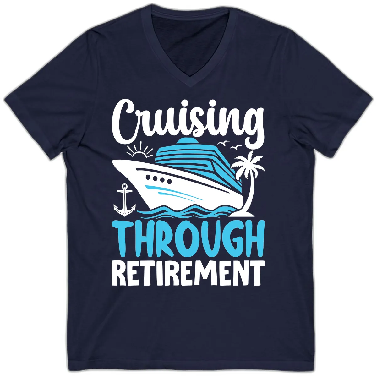 Cruising Through Retirement V-Neck in Navy
