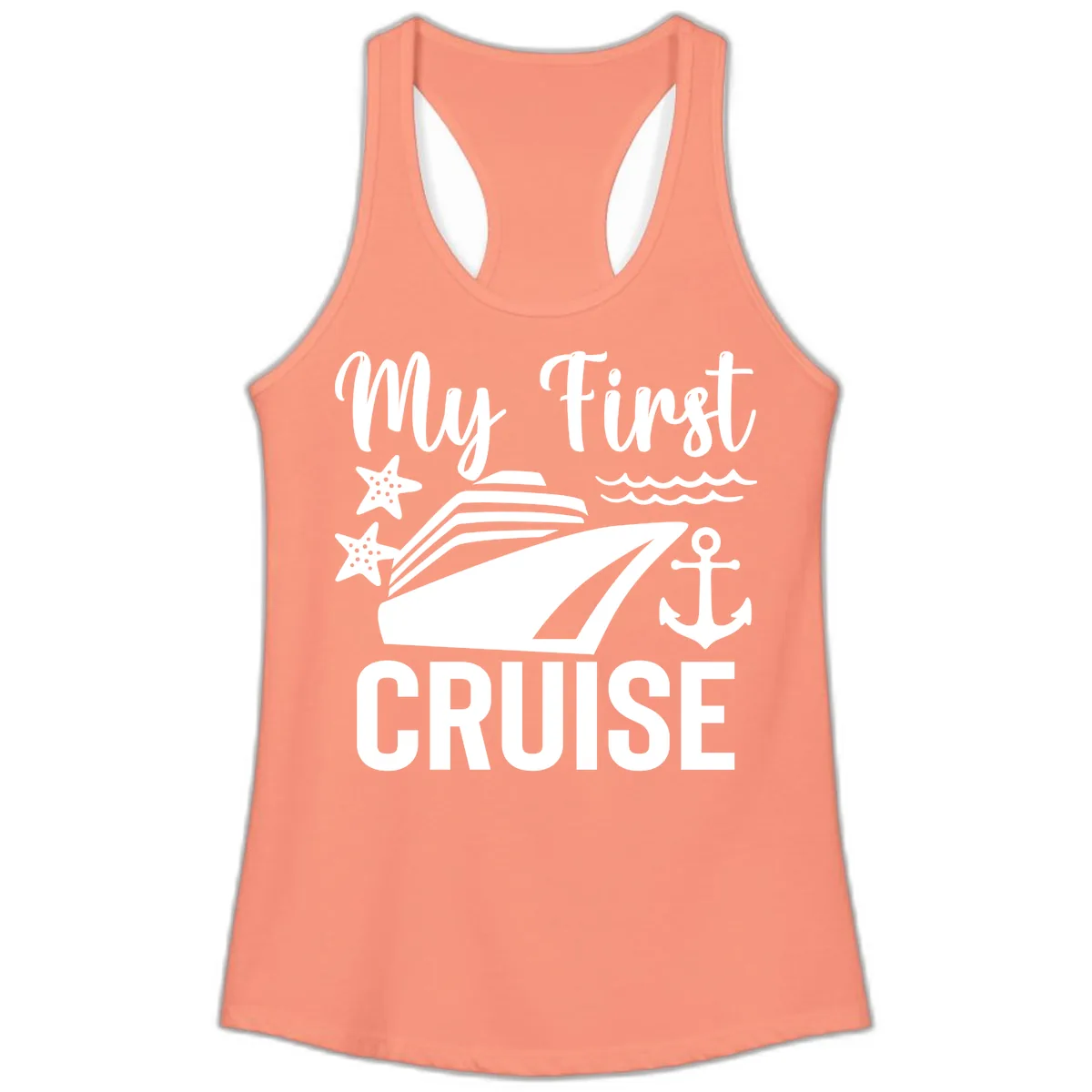 My First Cruise Ladies Tank in Solid Light Orange