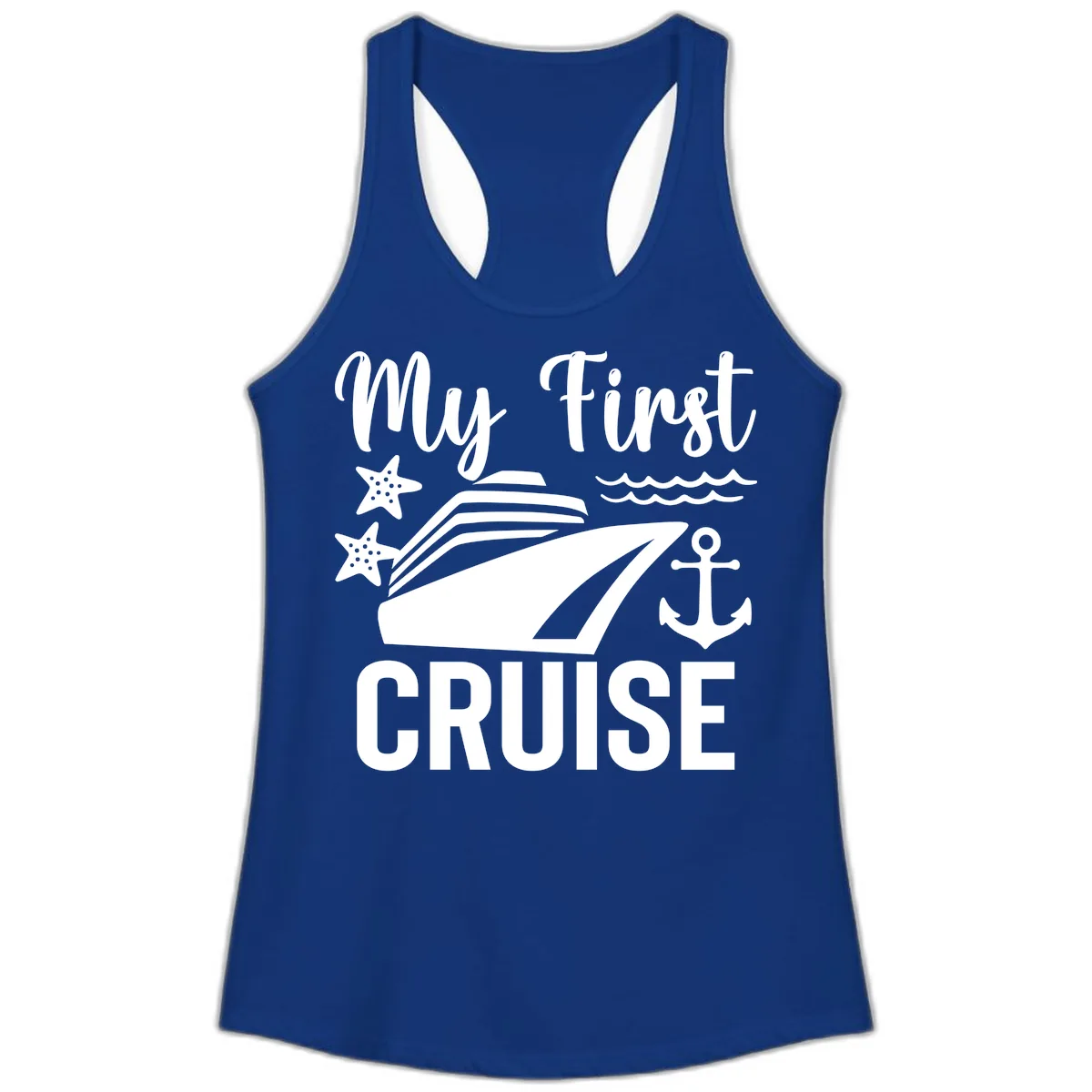 My First Cruise Ladies Tank in Solid Royal