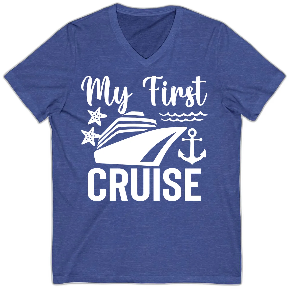 My First Cruise V-Neck in Heather True Royal