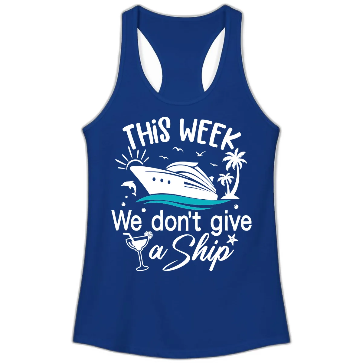 We Don't Give A Ship Ladies Tank in Solid Royal
