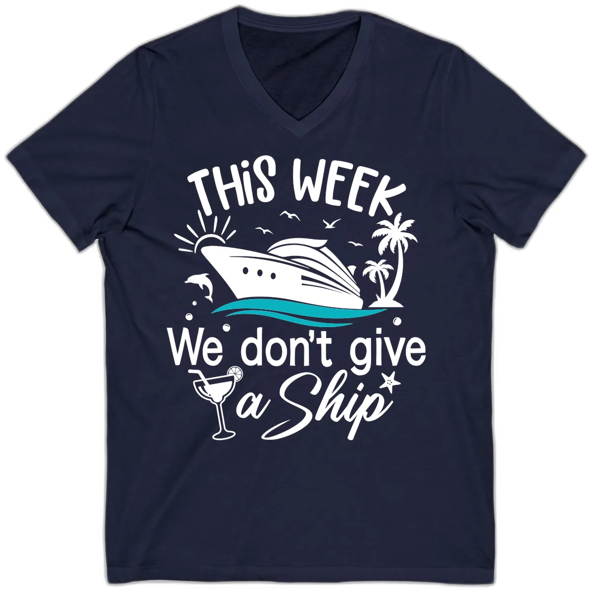 We Don't Give A Ship V-Neck in Navy