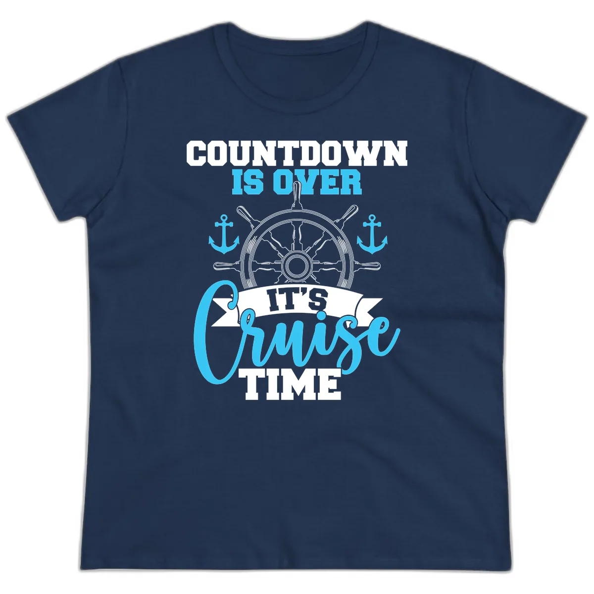 Countdown Is Over Cruise Time Ladies Tee in Navy