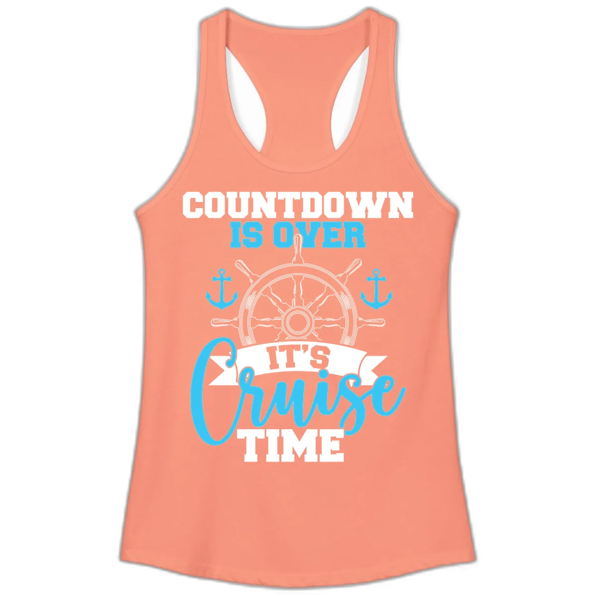 Countdown Is Over Cruise Time Ladies Tank in Solid Light Orange