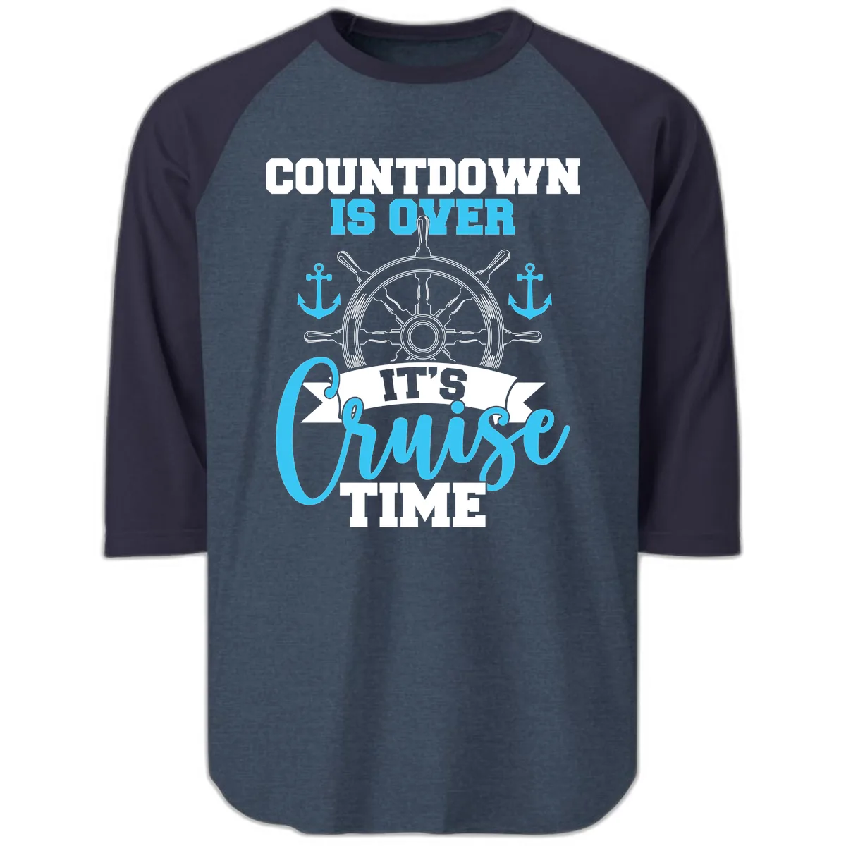Countdown Is Over Cruise Time Raglan 3/4 in Heather Denim Navy