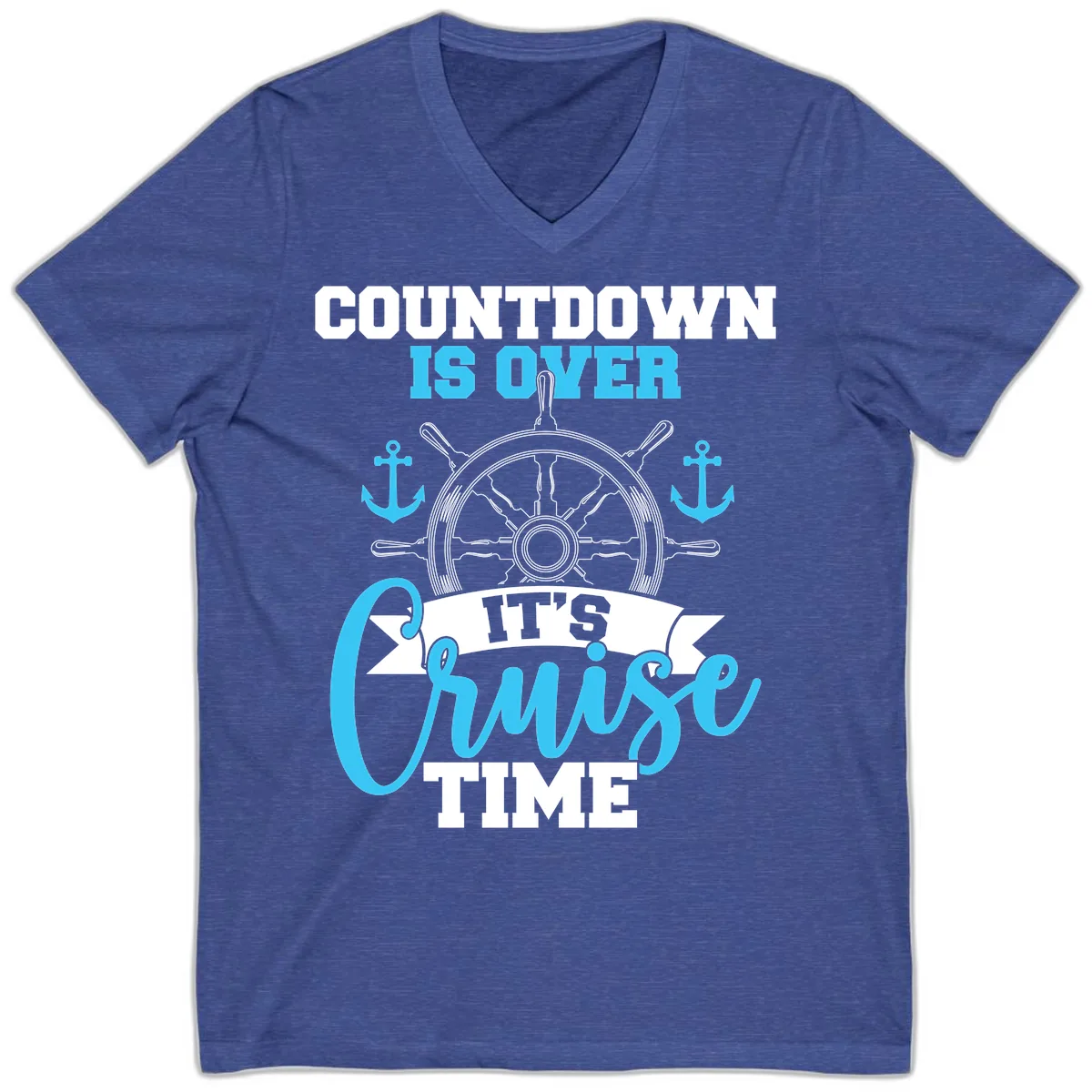 Countdown Is Over Cruise Time V-Neck in Heather True Royal