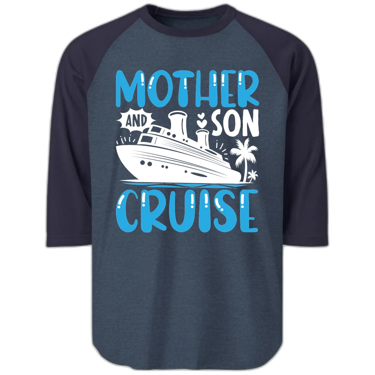 Mother And Son Cruise Raglan 3/4 in Heather Denim Navy
