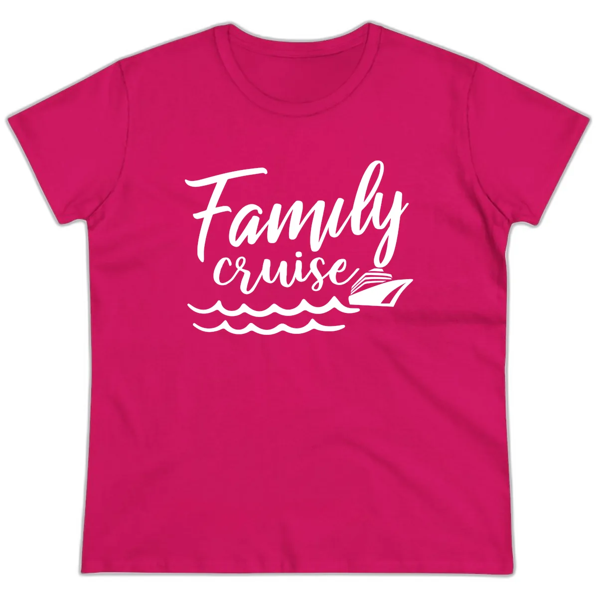 Family Cruise Adventure Ladies Tee in Heliconia
