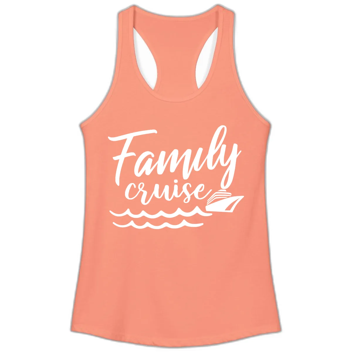 Family Cruise Adventure Ladies Tank in Solid Light Orange
