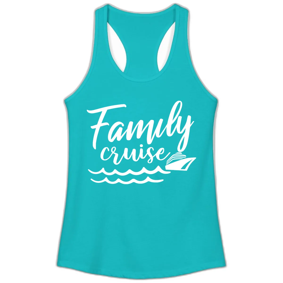 Family Cruise Adventure Ladies Tank in Tahiti Blue