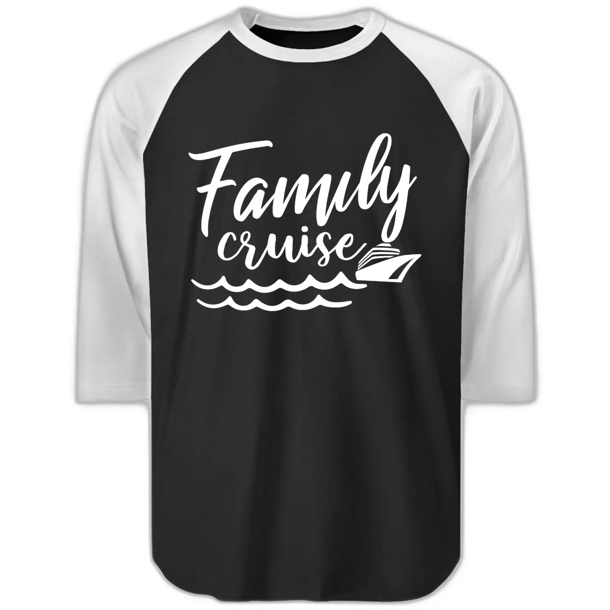 Family Cruise Adventure Raglan 3/4 in Black White