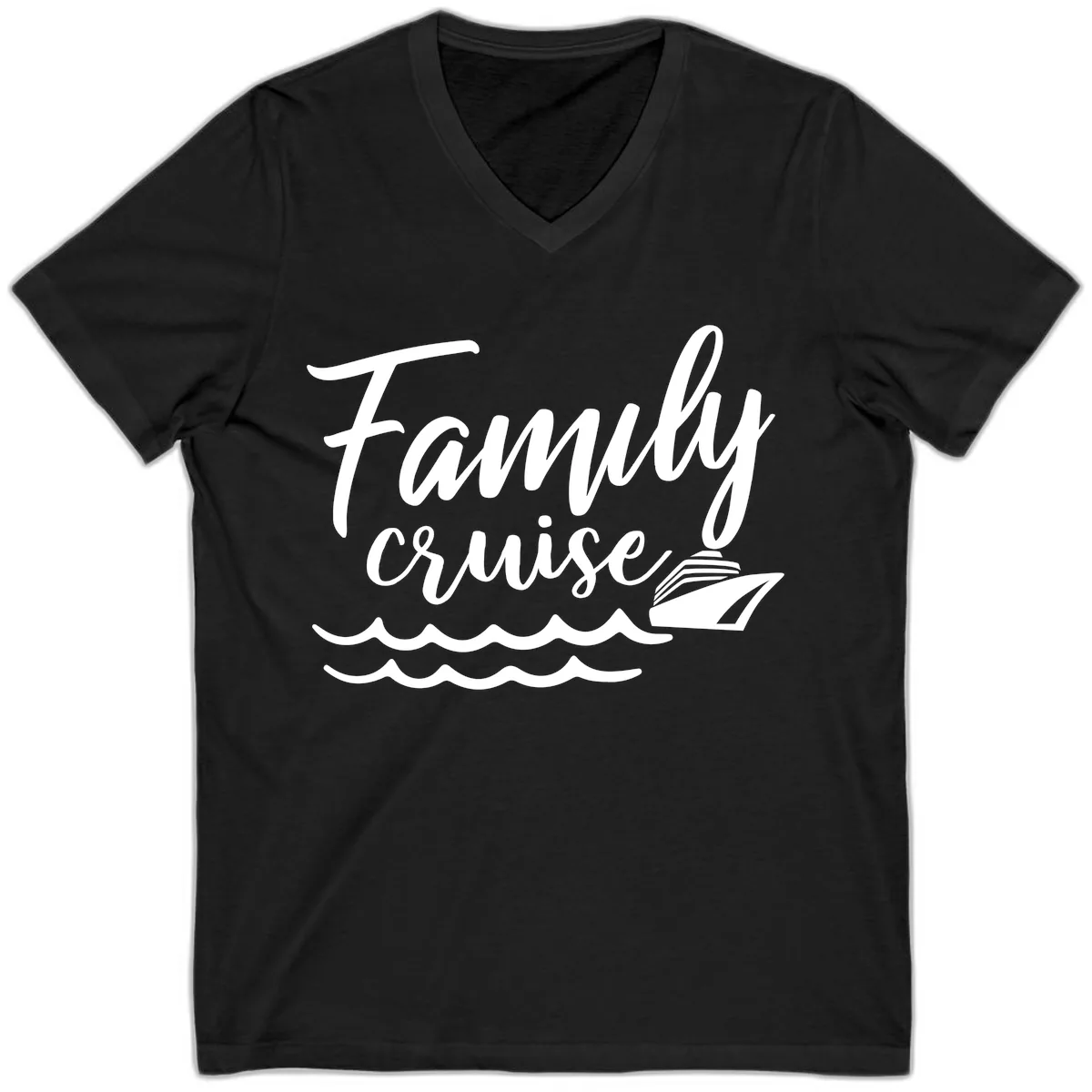Family Cruise Adventure V-Neck in Black