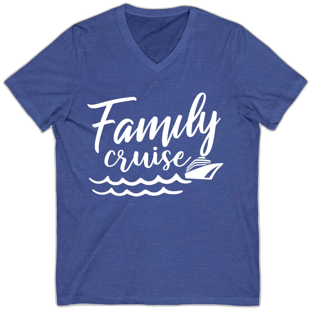 Family Cruise Adventure V-Neck in Heather True Royal