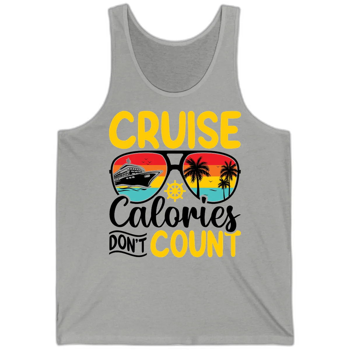 Cruise Calories Don't Count Tank in Athletic Heather