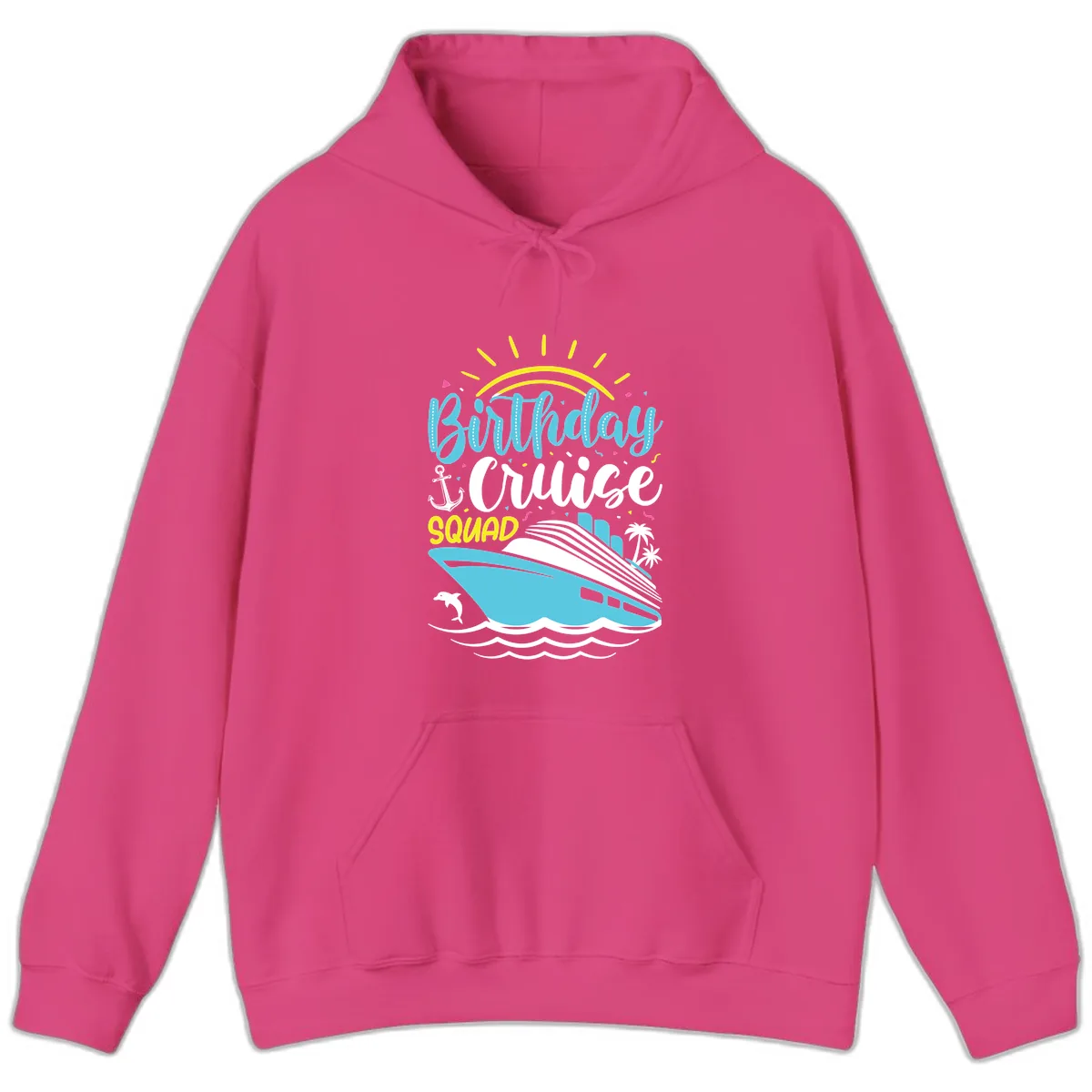 Birthday Cruise Squad Hoodie in Heliconia