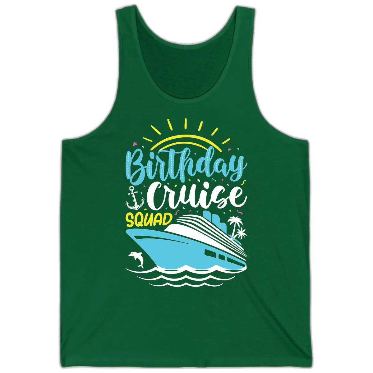 Birthday Cruise Squad Tank in Kelly