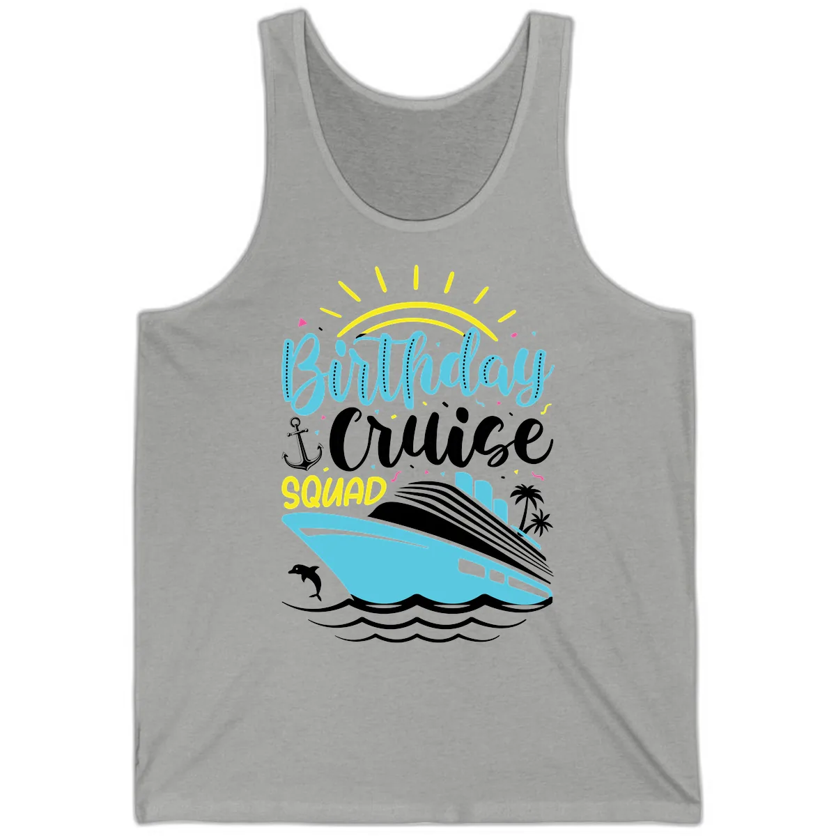 Birthday Cruise Squad Tank in Athletic Heather