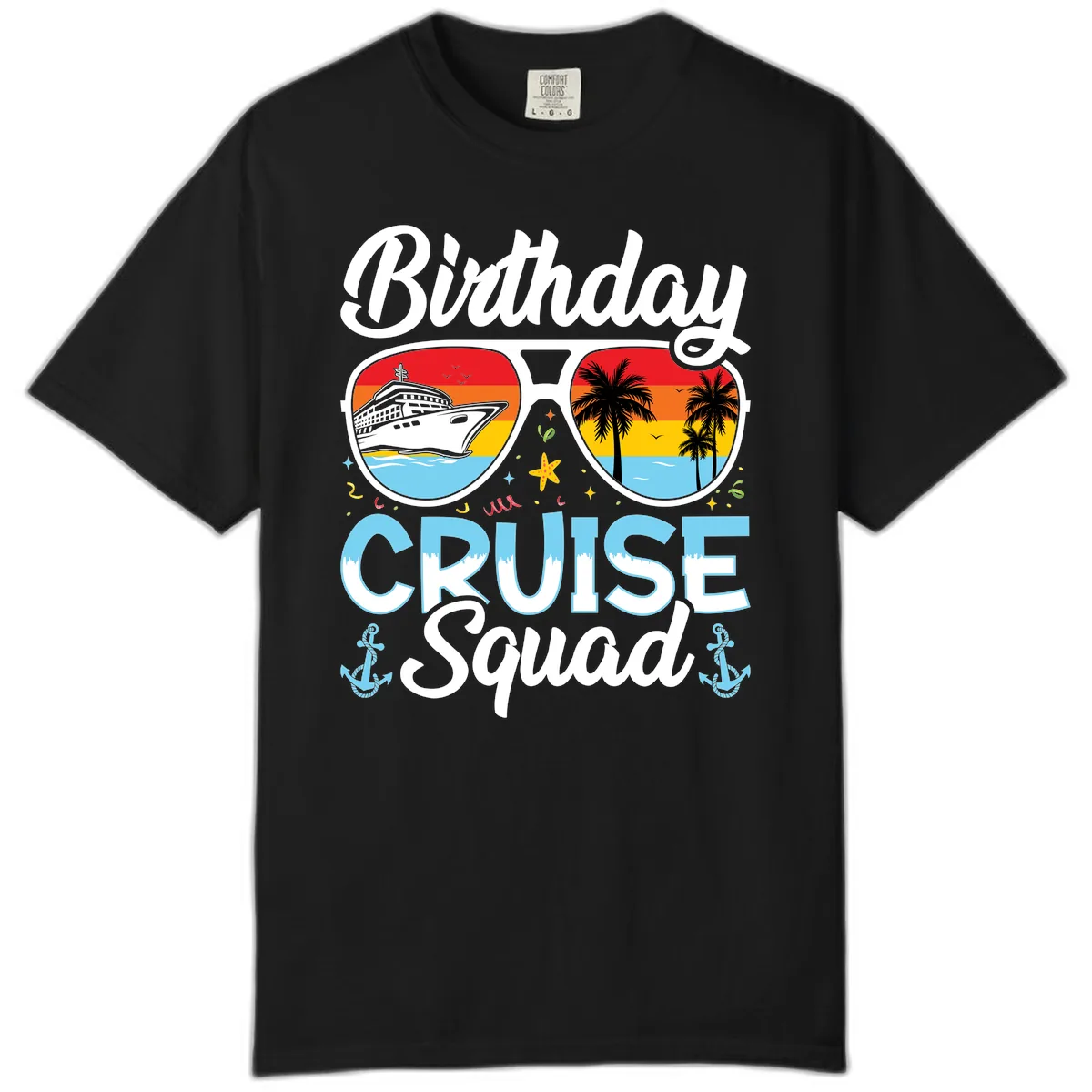 Birthday Cruise Squad Sunglasses Comfort Color in Black