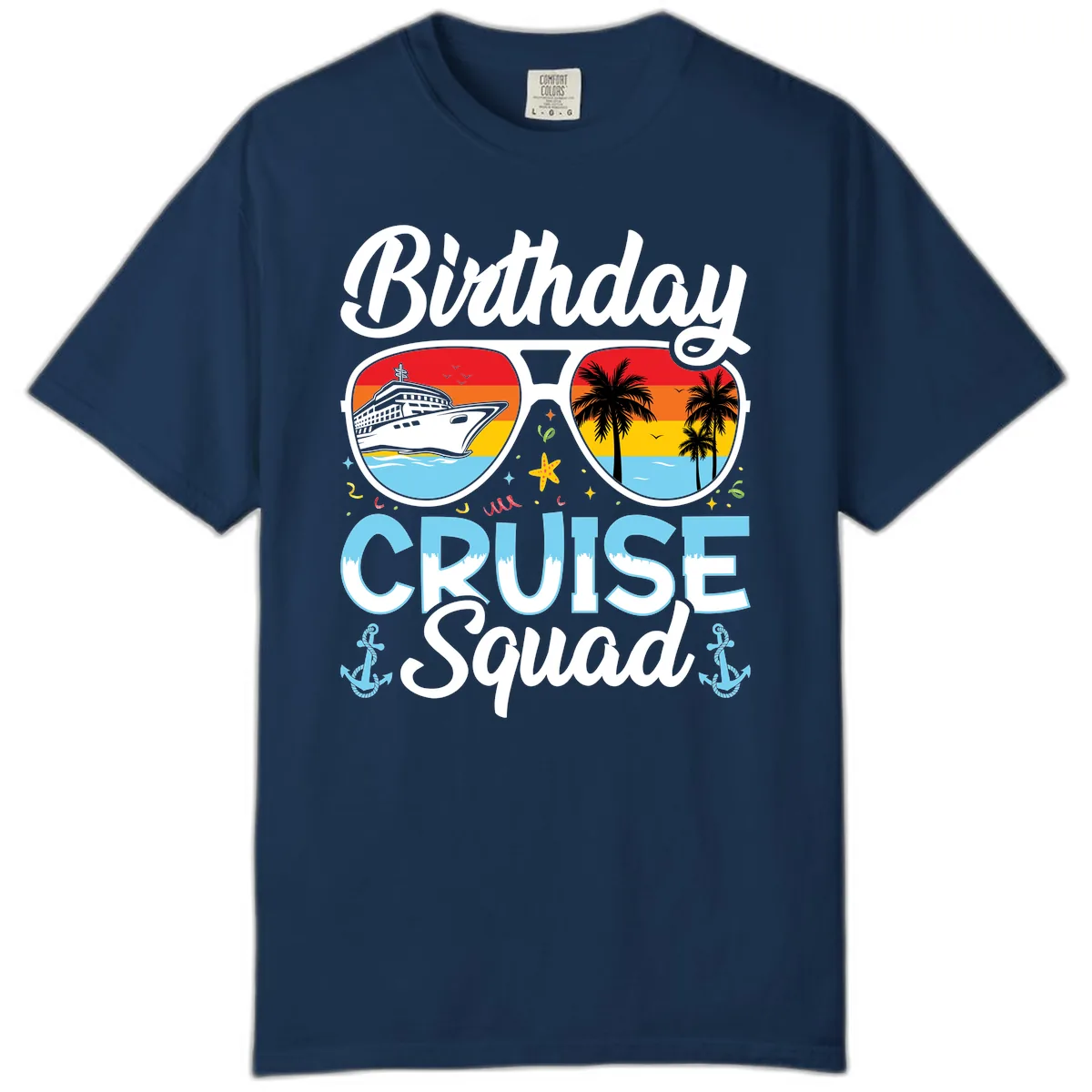 Birthday Cruise Squad Sunglasses Comfort Color in Navy